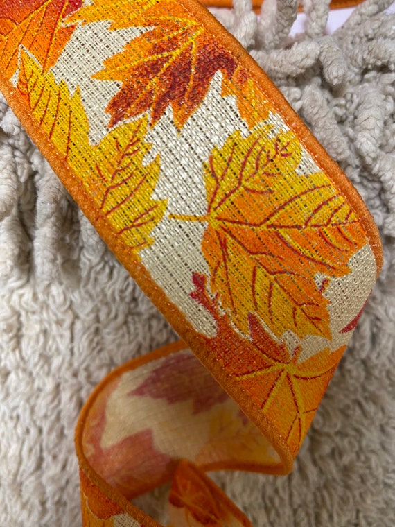 Fall Ribbon Leaf Ribbon Wreath Ribbon Wreath Supplies Craft Supplies Ribbon Bulk Ribbon Burlap Ribbon Wreath Embellishments Craft Ribbon Etsy