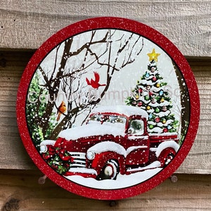 Red truck farmhouse decor wreath sign wreath attachment wreath supplies craft supplies metal sign wreath