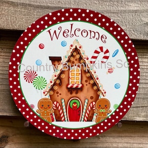 Welcome Gingerbread House sign farmhouse decor wreath sign wreath attachment wreath supplies craft supplies metal sign wreath
