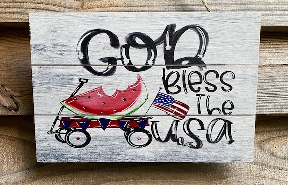 God bless the USA sign cow sign wreath attachment wreath supplies craft supplies farmhouse sign