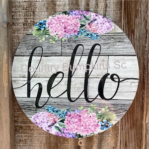 Hello sign farmhouse decor wreath sign wreath attachment wreath supplies craft supplies metal sign wreath center