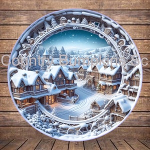 Christmas village farmhouse decor wreath sign wreath attachment wreath supplies craft supplies metal sign wreath