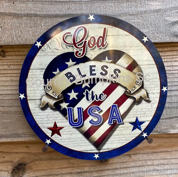 God bless the usa  sign wreath sign wreath attachment wreath supplies craft supplies metal sign wreath