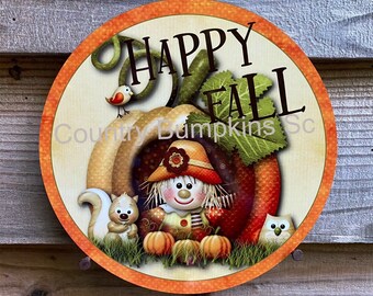 Happy Fall  decor wreath sign wreath attachment wreath supplies craft supplies metal sign wreath center