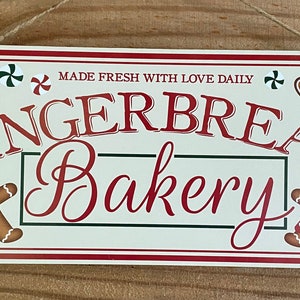 Gingerbread bakery sign Christmas decor wreath attachment wreath sign wreath supplies craft supplies wreath center sign Christmas sig