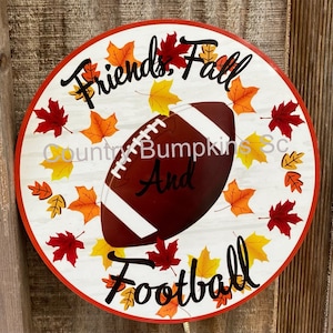 Friends Fall and Football decor wreath sign wreath attachment wreath supplies craft supplies metal sign wreath center