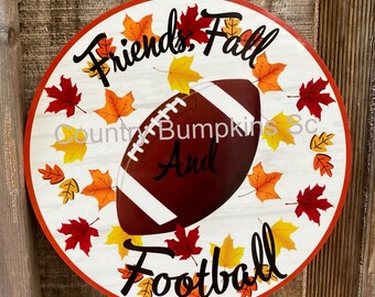 Friends Fall and Football decor wreath sign wreath attachment wreath supplies craft supplies metal sign wreath center