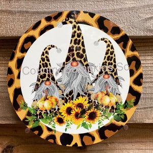 Gnome sign with sunflower farmhouse decor wreath sign wreath attachment wreath supplies craft supplies metal sign wreath center