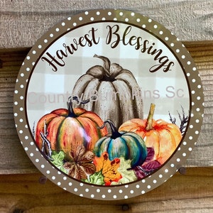 Harvest Blessings decor wreath sign wreath attachment wreath supplies craft supplies metal sign wreath center