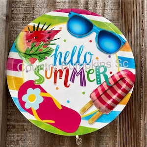 Hello summer sign wreath sign wreath attachment wreath supplies craft supplies metal sign wreath