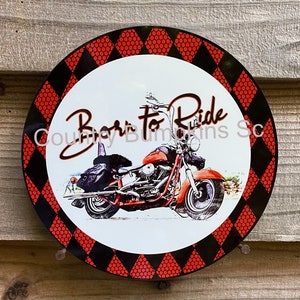 Born to ride decor wreath sign wreath attachment wreath supplies craft supplies metal sign wreath center