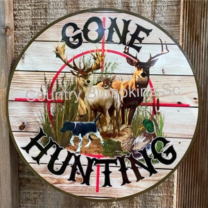 Gone hunting sign wreath sign wreath attachment wreath supplies craft supplies metal sign wreath
