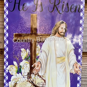 Letrero de Él ha Resucitado, decoración de corona, letrero, accesorio de corona, suministros para coronas, suministros para manualidades, letrero de metal, centro de coronas