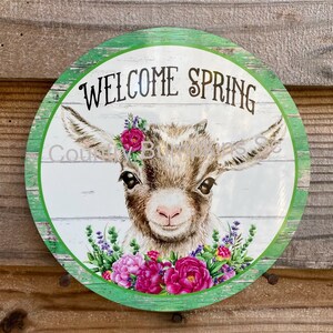 Welcome spring wreath sign wreath attachment wreath supplies craft supplies metal sign wreath