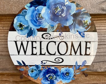 Welcome sign  wreath sign wreath attachment wreath supplies craft supplies metal sign wreath center