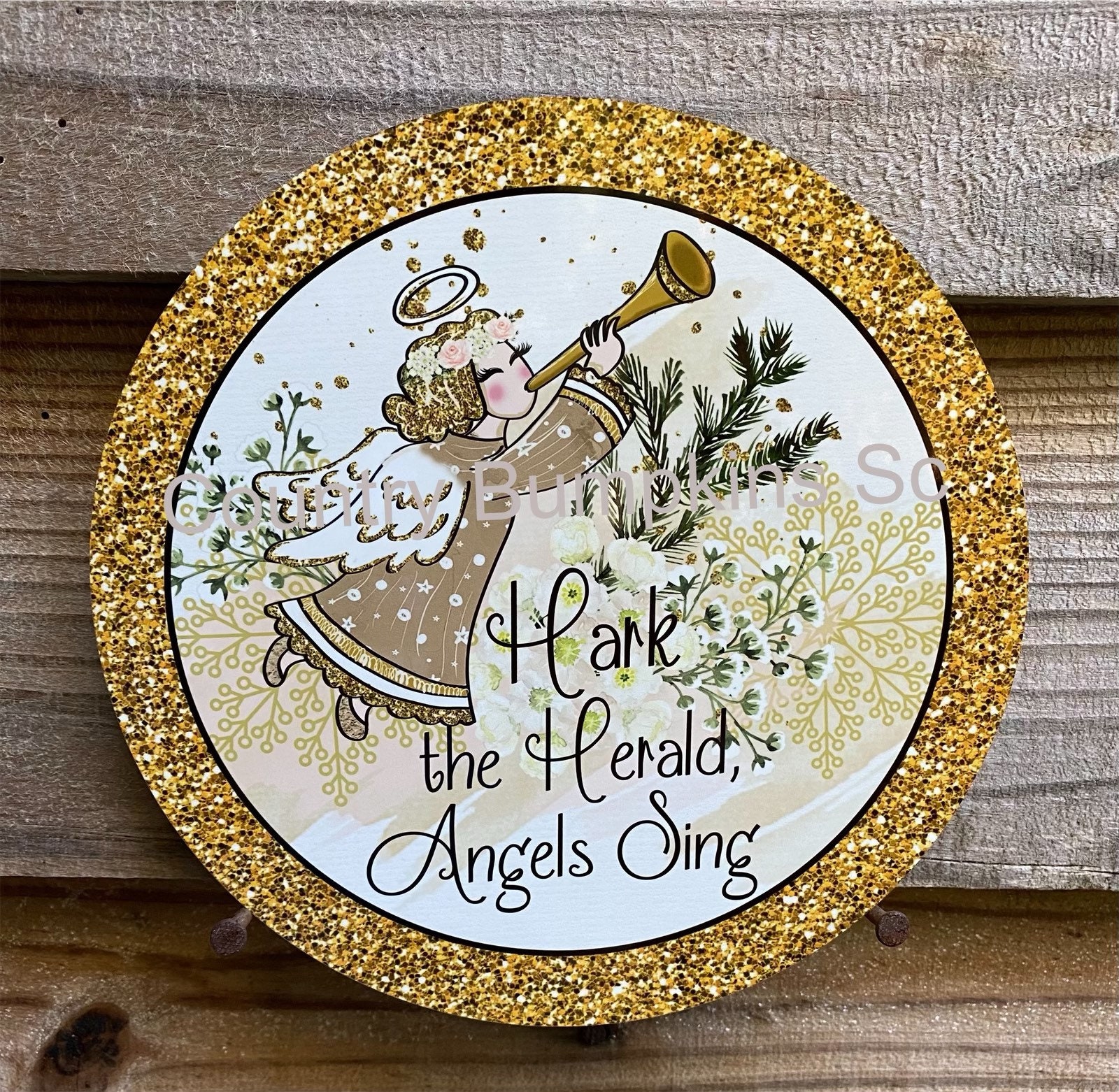 Hark the Herald Angels Sing Sign Farmhouse Decor Wreath Sign Wreath  Attachment Wreath Supplies Craft Supplies Metal Sign Wreath - Etsy, image size:1600x1562