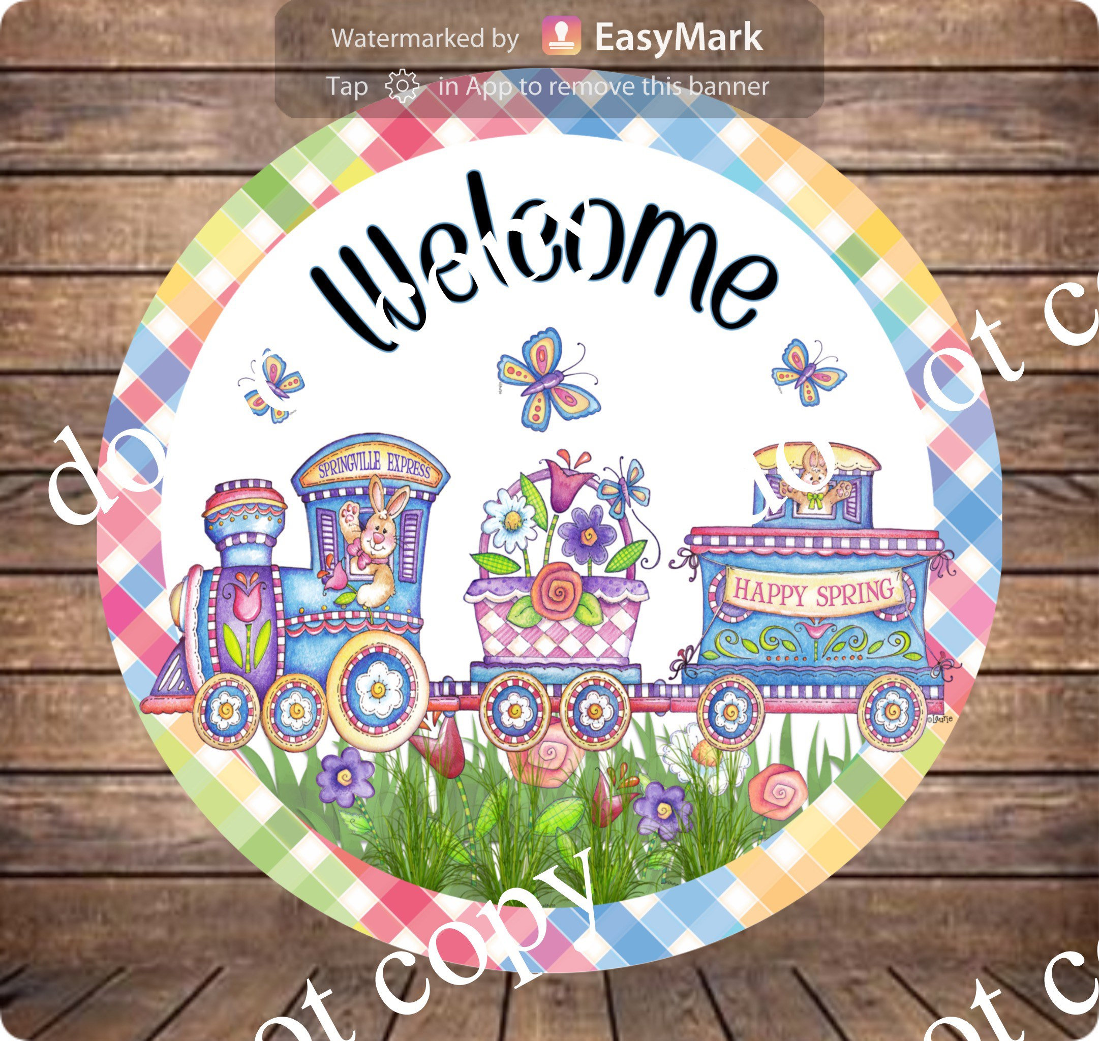 Welcome Happy Spring Sign Farmhouse Decor Wreath Sign Wreath Attachment ...