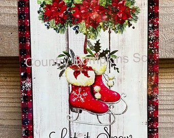 Let it snow sign decor wreath sign wreath attachment wreath supplies craft supplies metal sign wreath center