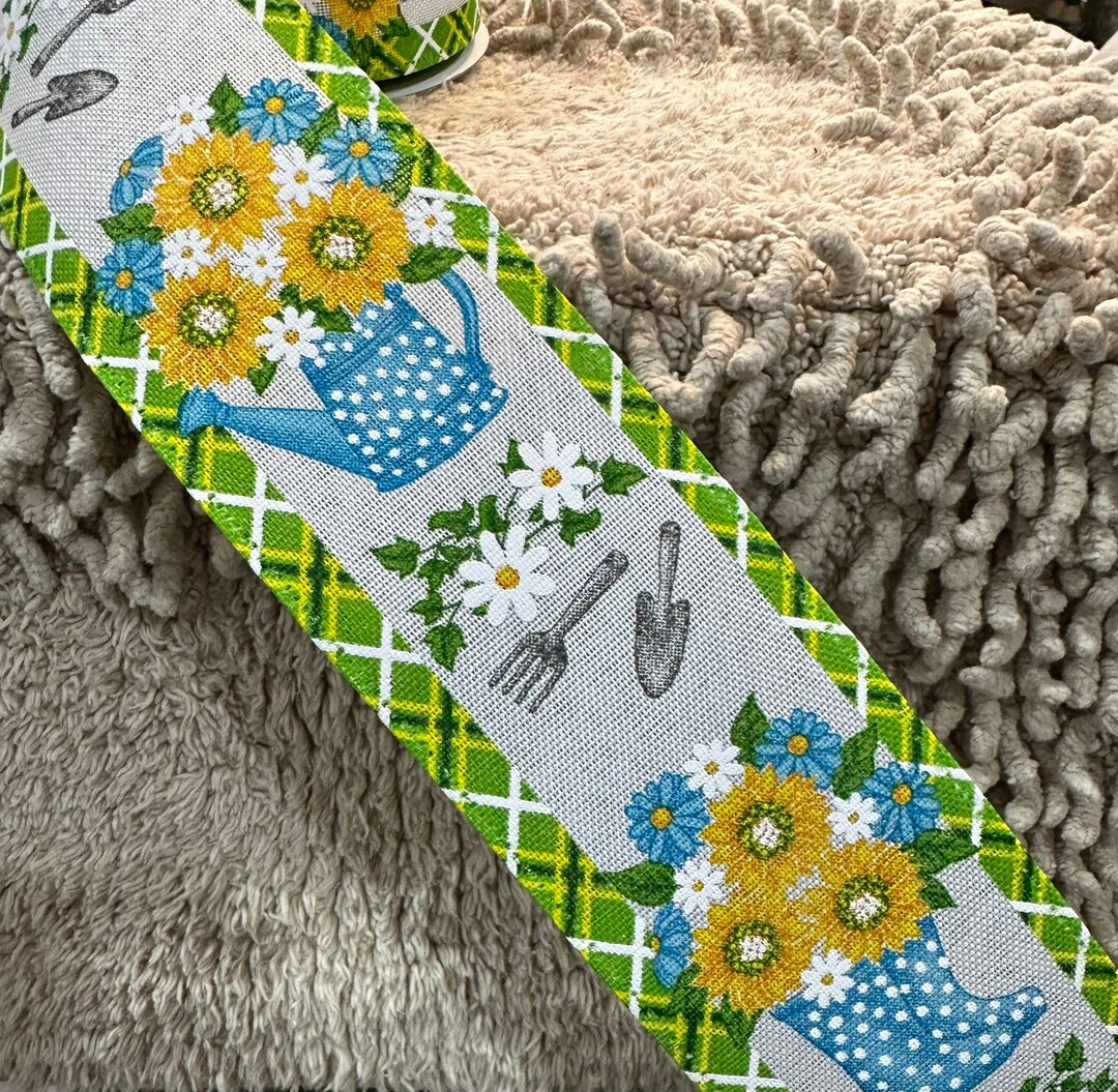 Spring Ribbon Watering Can Ribbon Summer Ribbon Wreath Ribbon Wreath ...