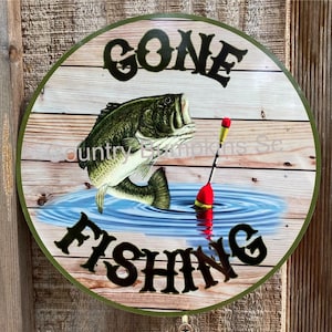 Gone fishing sign wreath sign wreath attachment wreath supplies craft supplies metal sign wreath
