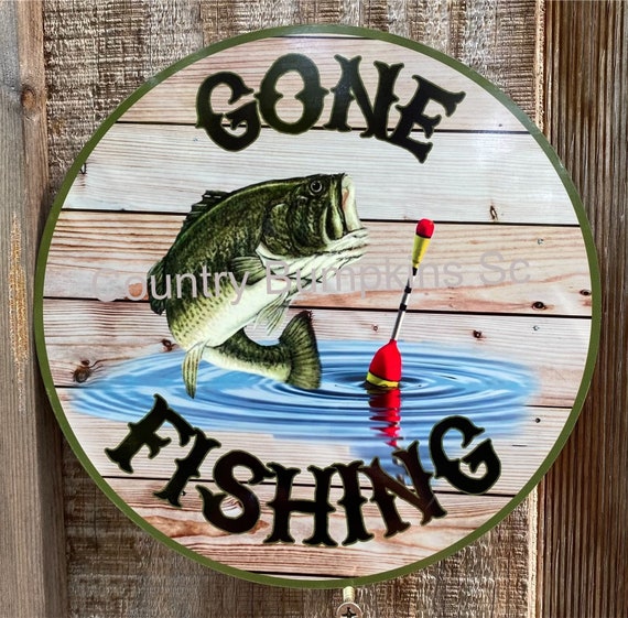 Gone fishing sign wreath sign wreath attachment wreath supplies craft  supplies metal sign wreath