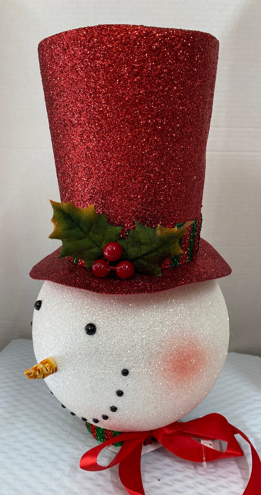 Snowman Decor Snowman Head Floral Accents Snowman Wreath Decor Etsy