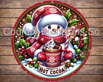 Frosty Hot cocoa sign farmhouse decor wreath sign wreath attachment wreath supplies craft supplies metal sign wreath
