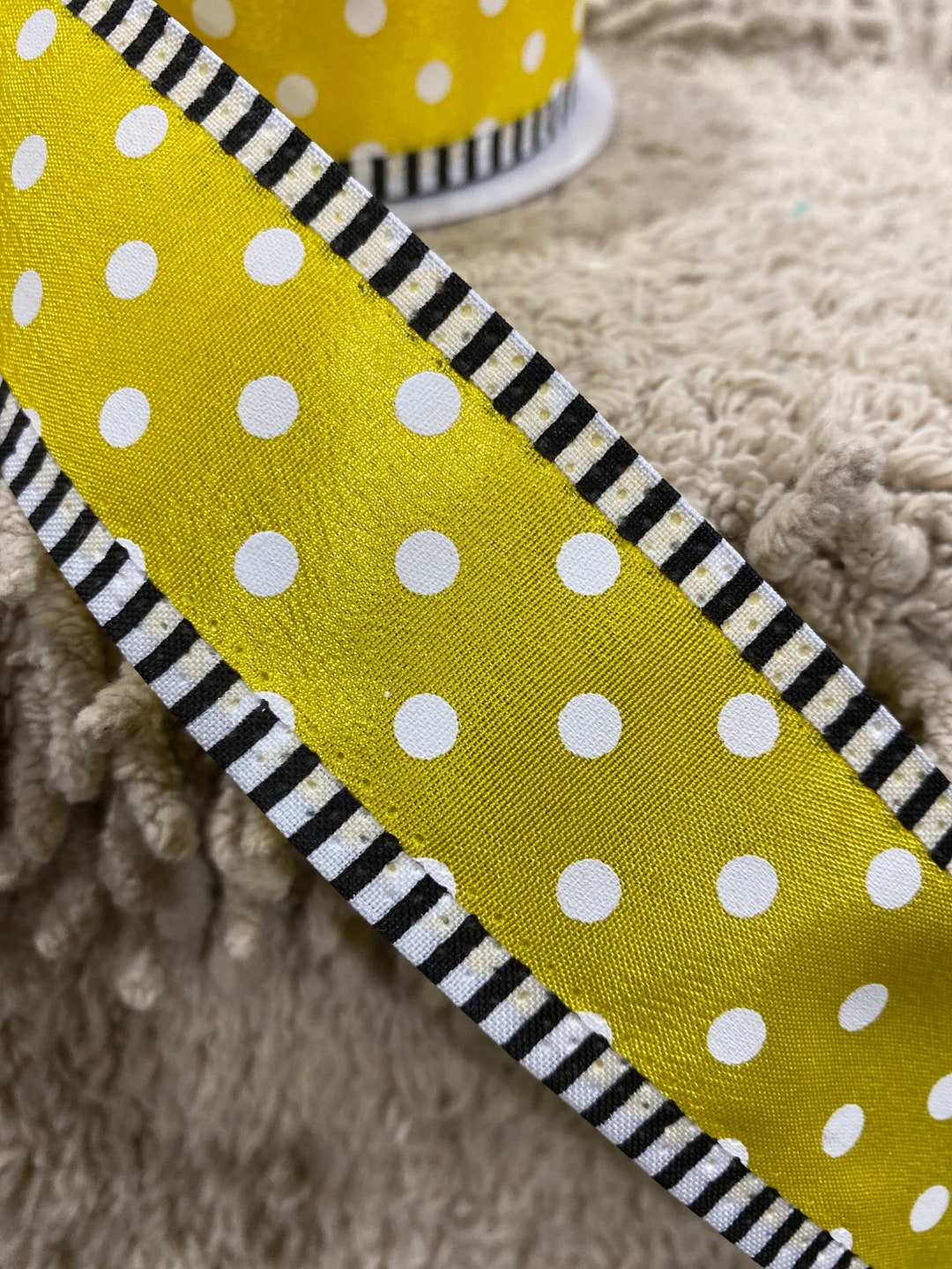 Polka Dot Ribbon Yellow Ribbon Wreath Decor Wreath Attachment Wreath