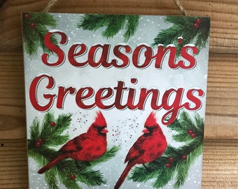 Red cardinal Christmas sign red bird Christmas decor wreath decor sign wreath attachment wreath supplies wreath center wreath blank craft su
