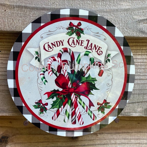 Candy Cane Lane sign farmhouse decor wreath sign wreath attachment wreath supplies craft supplies metal sign wreath