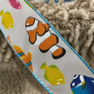 Fish ribbon wreath supplies craft supplies wreath attachment ribbon wreath decor nautical ribbon beach ribbon wreath ribbon craft ribbon