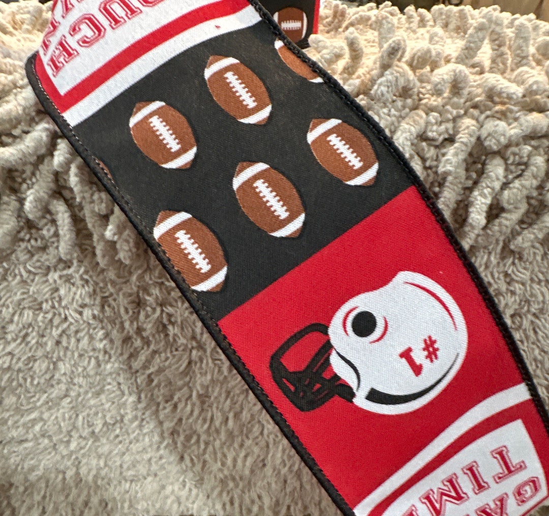 Football Ribbon sports Ribbonfootball Wreath Ribbon Craft Etsy