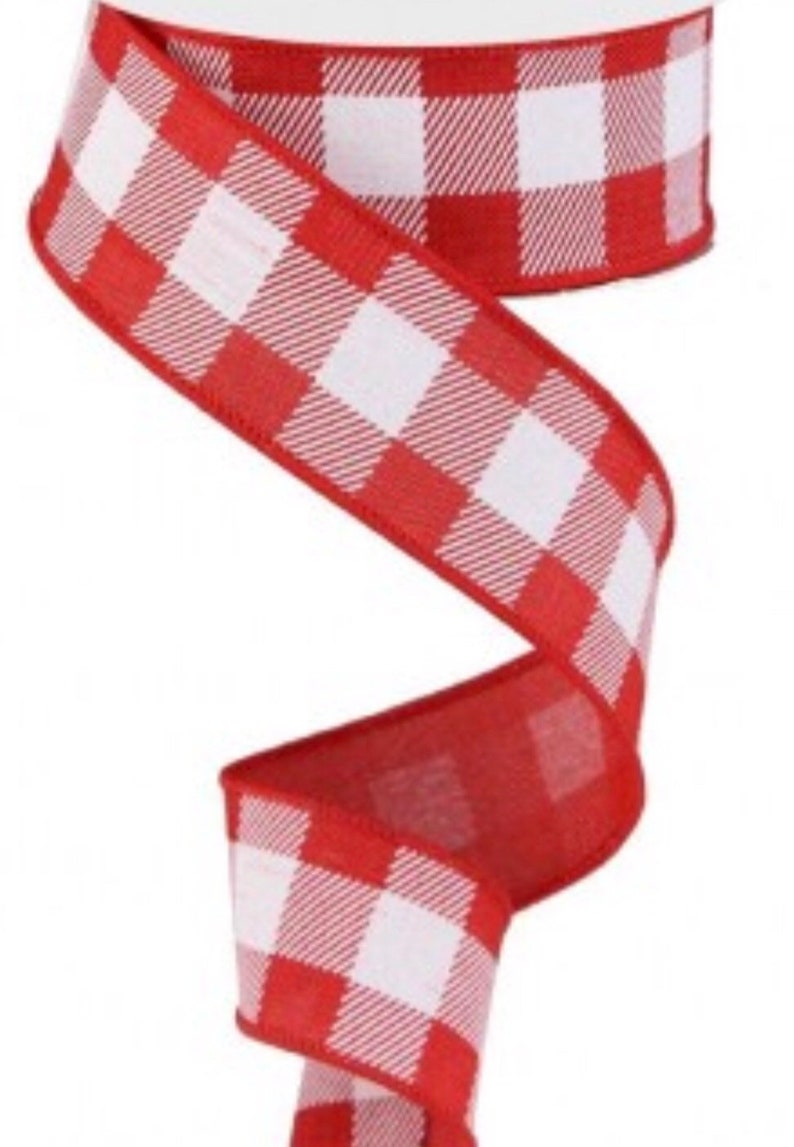 Buffalo plaid ribbon Christmas ribbon red and white plaid Etsy