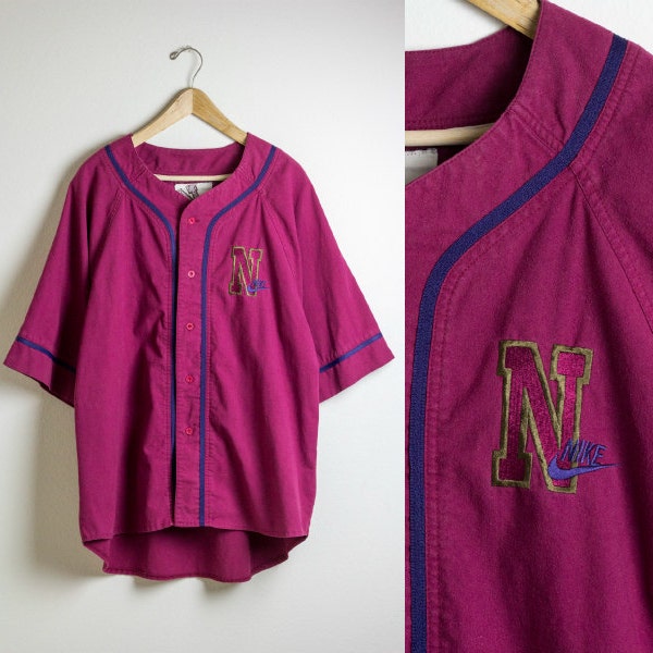 NIKE BASEBALL JERSEY / nike jersey / swoosh / just do it / embroidered / sporty / vintage / mens / xl