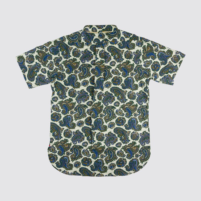 Vintage Deadstock 70s Paisley Print Shirt Paisley Motif Short Sleeve Shirt Sobel/'s Made in USA Combed Cotton 1970s Adult Medium