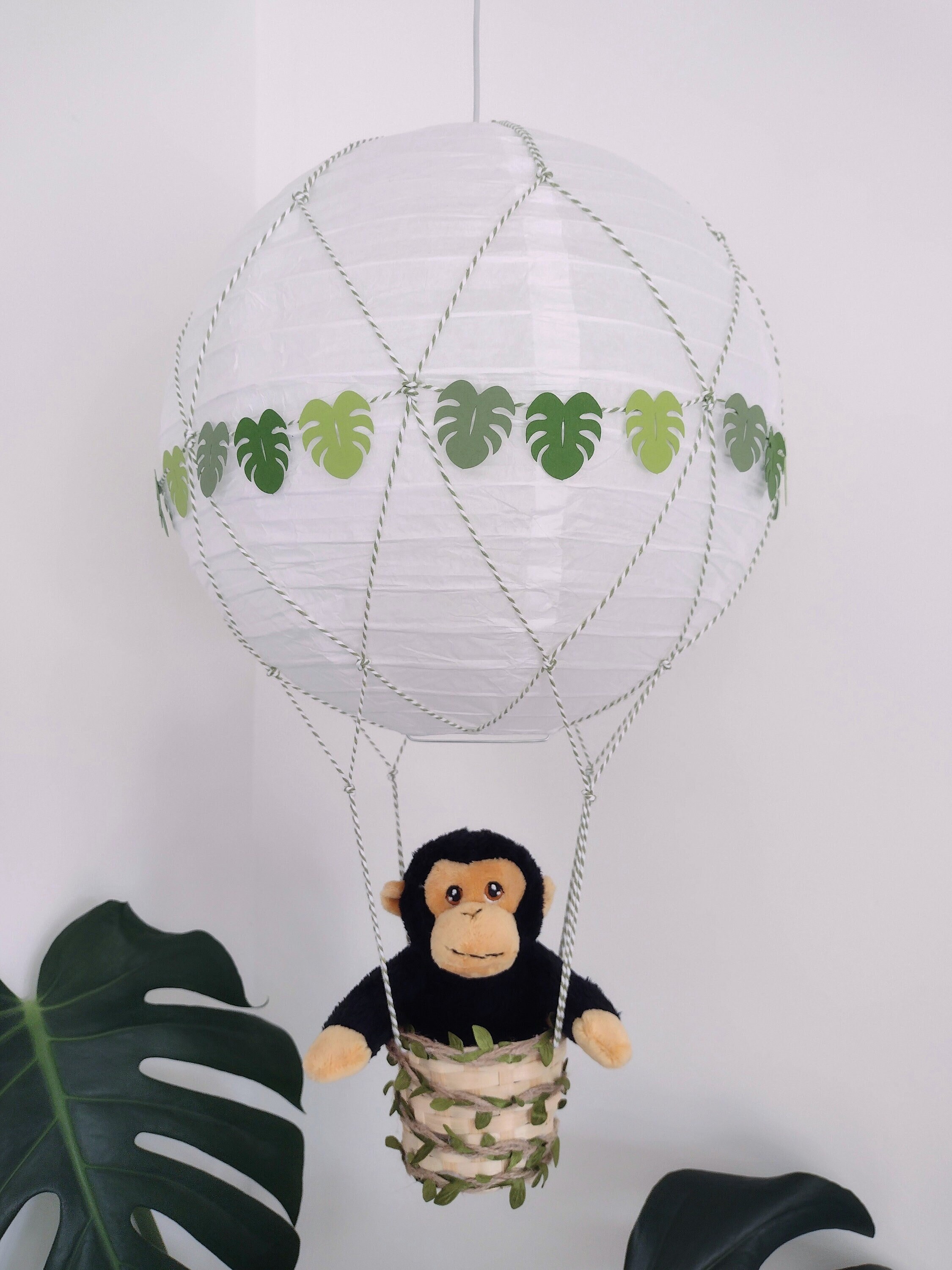 Green Jungle Safari Themed Hot Air Balloon Nursery Lightshade Etsy UK
