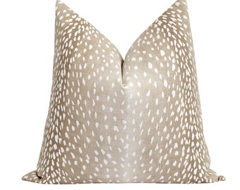 Deer Skin Print Linen Pillow Cover, Ombre Pillow Cover, Deer Pillow, Fawn Pillow Cover, DOUBLE SIDED Pillow Cover, Animal Print Throw Pillow
