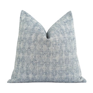 Chambray Jacquard Pillow Cover, Chic Designer Woven Throw Pillow, 18 20 22 Stormy Blue Woven Pillow Cover, Modern Ikat Accent Pillow Case