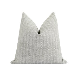 Pearl Grey Pillow Cover, Modern Chevron Stripe Pillow Cover, Grey and Off White Jacquard Accent Pillow, 20x20 Grey Geometric Cushion Cover