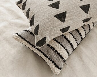 Plaid Carreaux Vert Gris Crème Coton 17/" Housse De Coussin