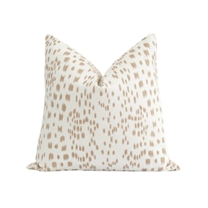 Brunschwig & Fils Les Touches Sand Pillow Cover, Leopard Print Pillow, Neutral Pillow Cover, Light Tan and Ivory Modern Animal Print Pillow image 1