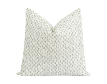 Beatriz Sage Pillow Cover, Schumacher Decorative Pillow, Small Floral Print Pillow Case, Sage Pillow Cover, 18 20 22 Sage Green Pillow Cover