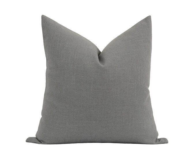 Designer Linen Pillow Cover 18 20 22 24 Stone Grey Linen Etsy