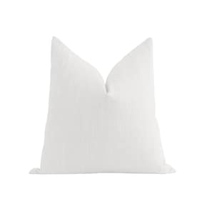 Solid White Linen Pillow Cover, Designer Linen Pillow Cover, 16 18 20 22 24 Linen Pillow Cover, Cushion Cover, White Decorative Pillow Cover