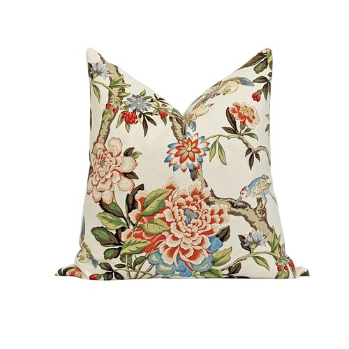 Floral Pillow Cover Large Scale Floral Pillow Case Persimmon Etsy