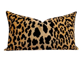 Cheetah Velvet Banana Leaves Lumbar Throw Pillow Cover Etsy