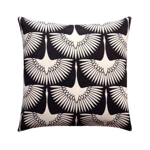 Flamingo Outdoor Pillow, Black and Cream Outdoor Pillow Cover, Black Outdoor Pillow Case, Crane Pillow Cover, 18 20 Mid Century Print Pillow