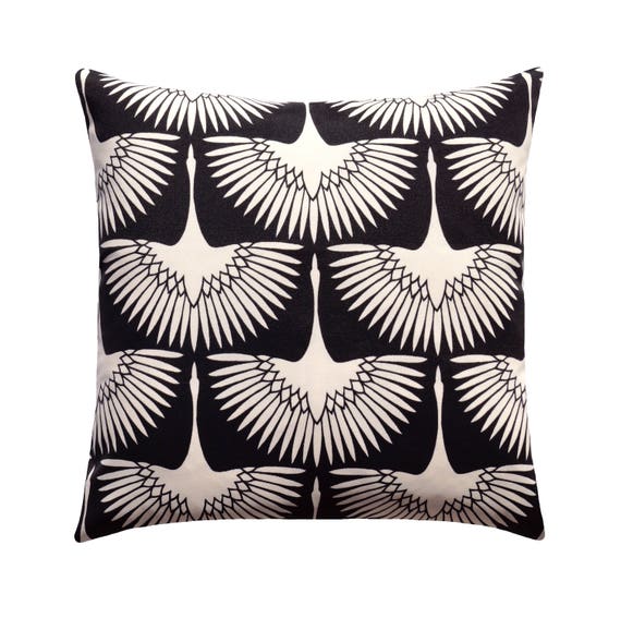 Black Cream Outdoor Pillow Cover Flock Black Outdoor Throw Etsy
