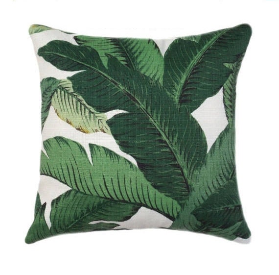 Green Outdoor Pillow Palm Leaf Zippered Pillow Cover Leaves Etsy