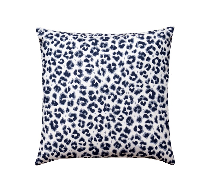 20x20 Navy Leopard Pillow Cover Animal Print Cushion Cover Etsy